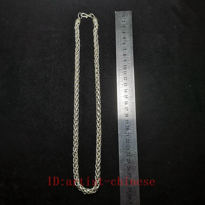 Chinese Tibet Silver Handmade Necklace superb Collection Gift Length 61 CM