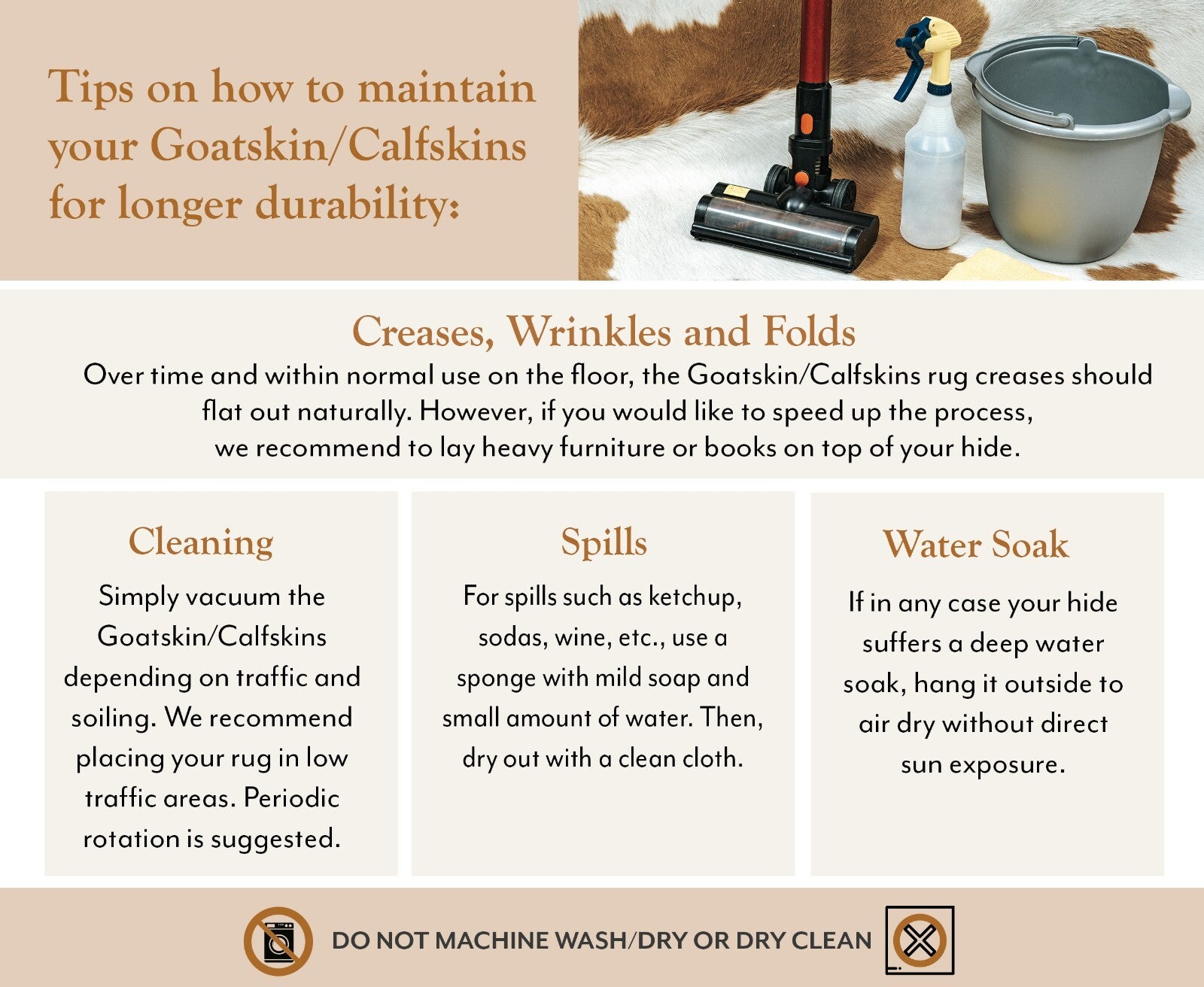 Real Calfskin Rug Tricolor - Size 3-3.5 x 3-3.5' Calf Hide