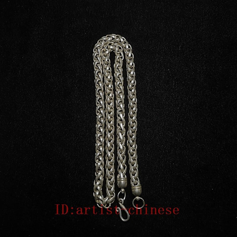 Chinese Tibet Silver Handmade Necklace superb Collection Gift Length 61 CM