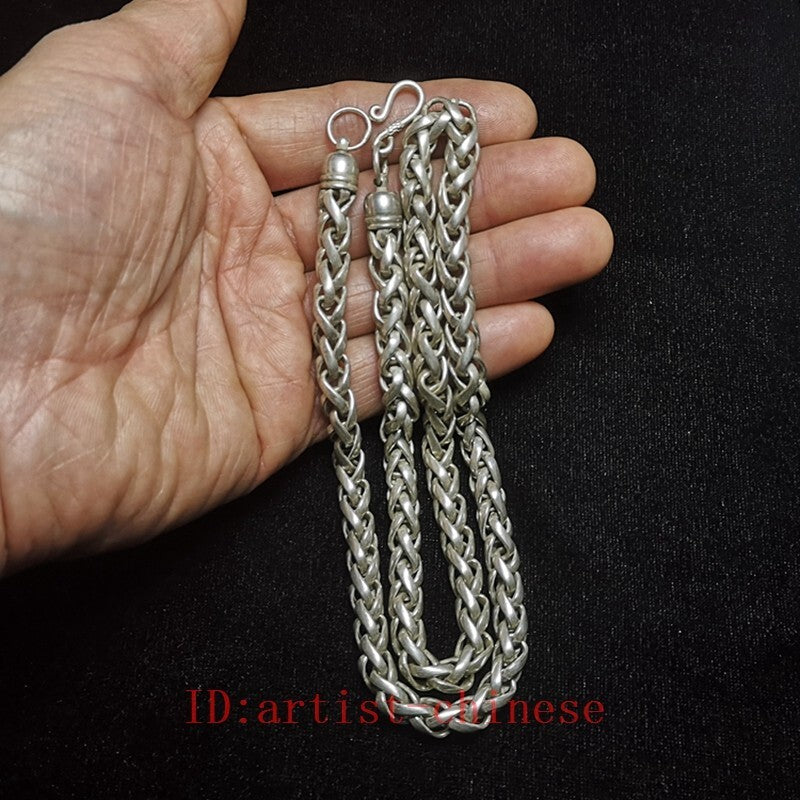 Chinese Tibet Silver Handmade Necklace superb Collection Gift Length 61 CM