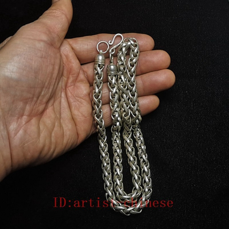 Chinese Tibet Silver Handmade Necklace superb Collection Gift Length 61 CM